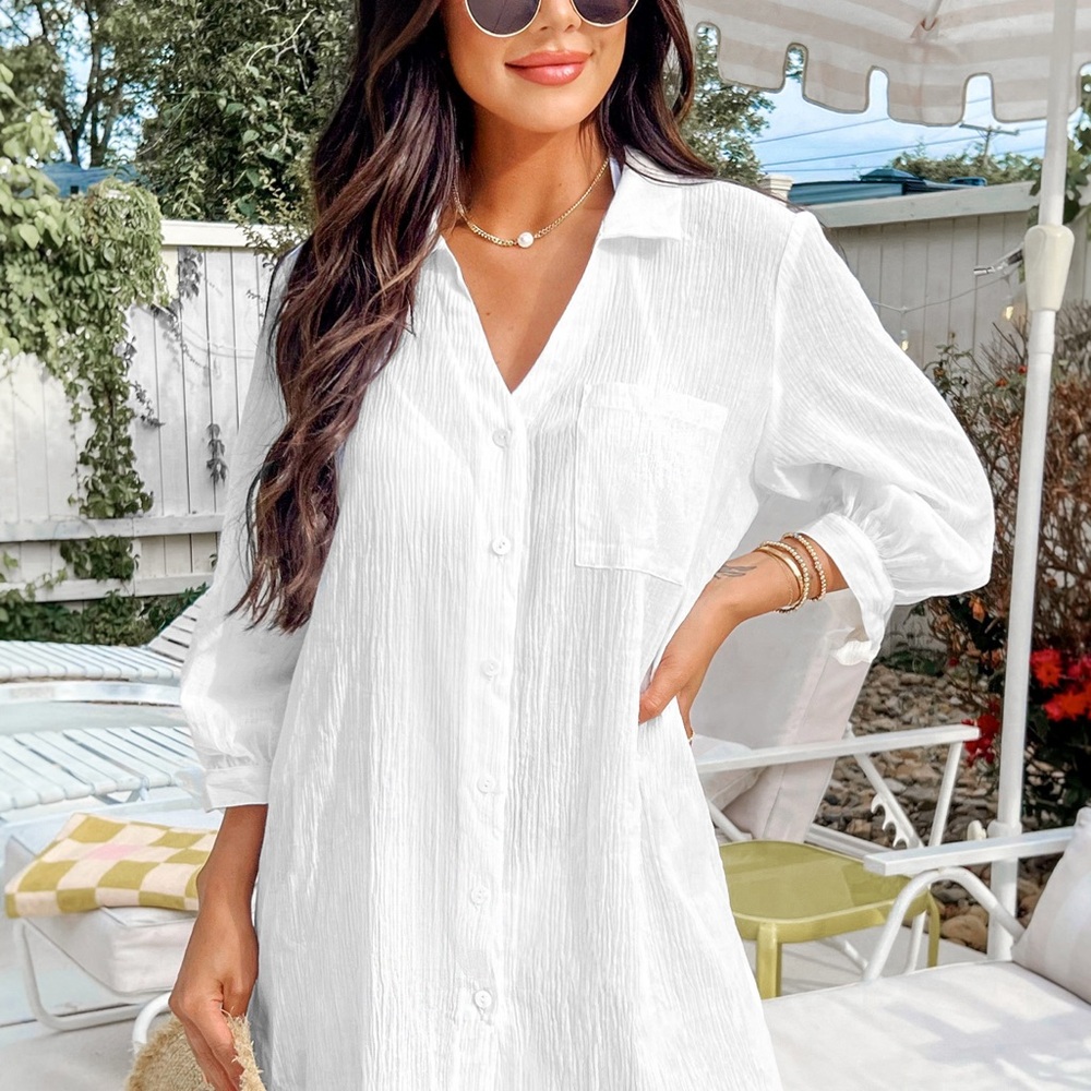 Cupshe White Textured Swim Coverup